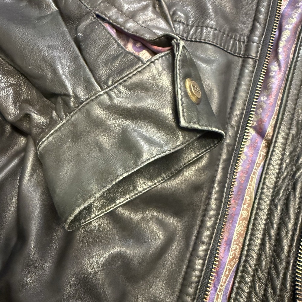Men's‎ BrassBoot Motorcycle Bomber Black Zipper Leather Size 52 Buttery Soft - Picture 3 of 13